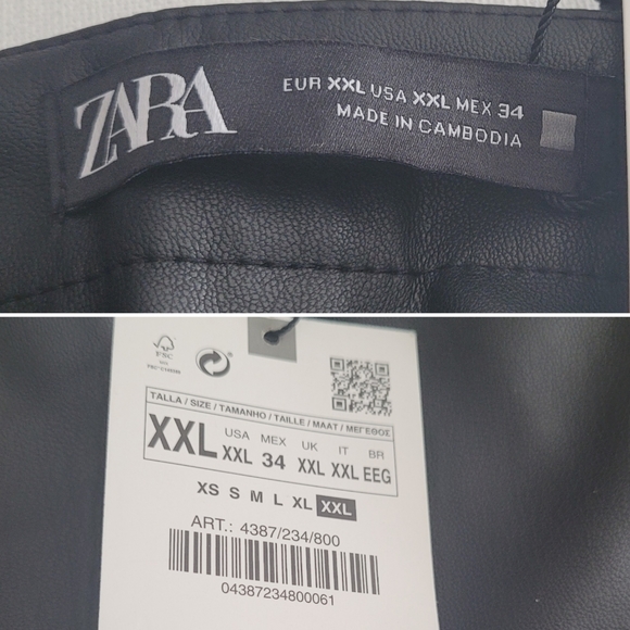 Zara Faux Leather High Wasted Leggins Black Size XXL - Picture 10 of 10